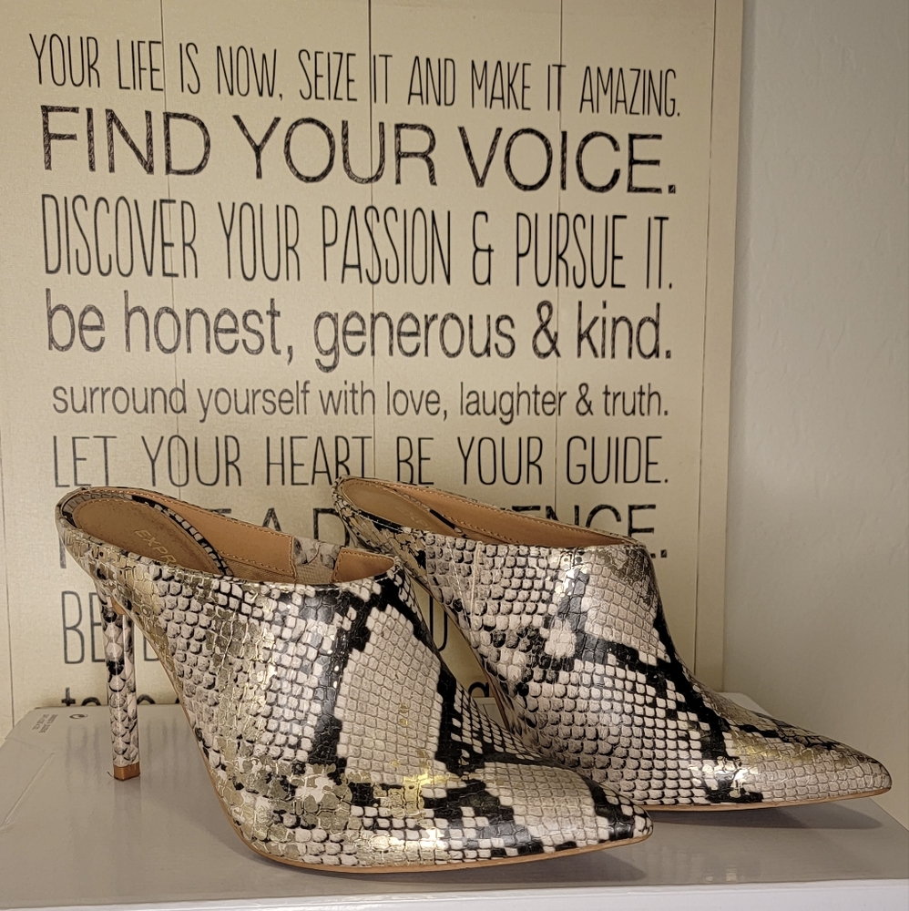 Pointed toe heeled mules